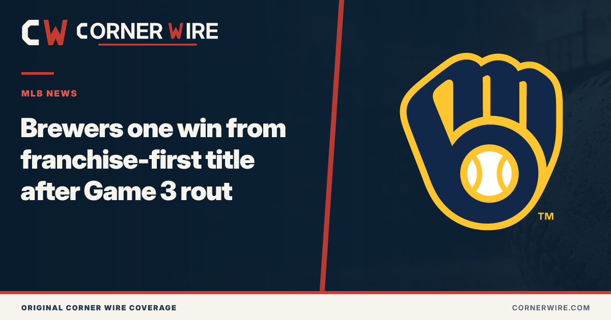 Milwaukee Brewers team-logo MLB News graphic: Brewers one win from franchise-first title after Game 3 rout